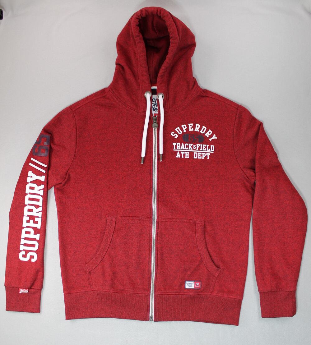 Superdry Red Track Field Full Zip Hoodie Jacket Mens XXL